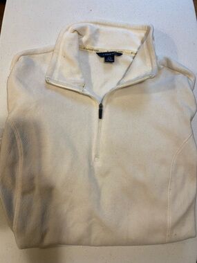 Lands' End Men’s Cream Half-Zip Fleece Pullover